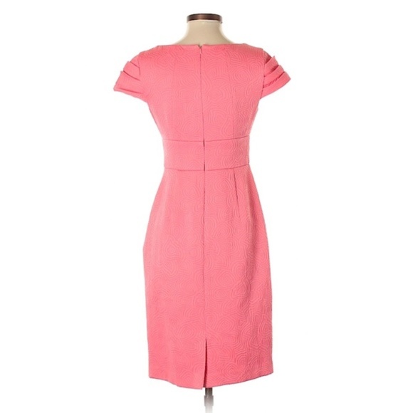 Kay Unger Belted Coral Pink Dress Classic Pencil - Picture 2 of 3